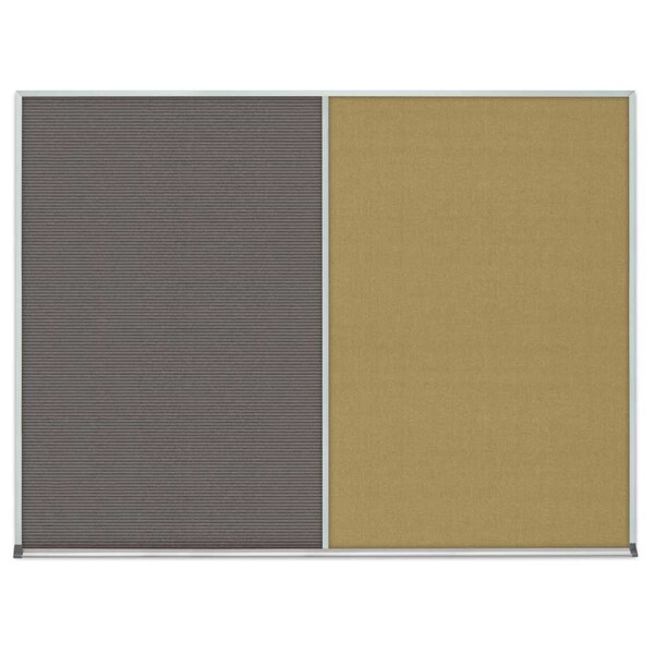 United Visual Products Double Door Radius Corkboard, 48"x36", Bla UV7003RC-BLACK-BUFF - main